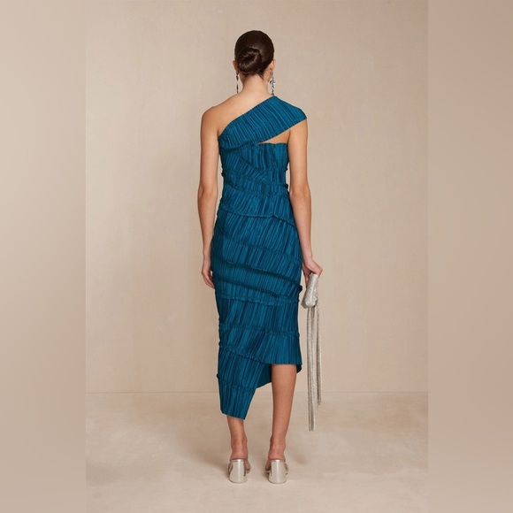 New! Cult Gaia Livia One Shoulder Asymmetric Gown in Deep Teal Seamoss 🌊🐚 XS - Picture 4 of 16